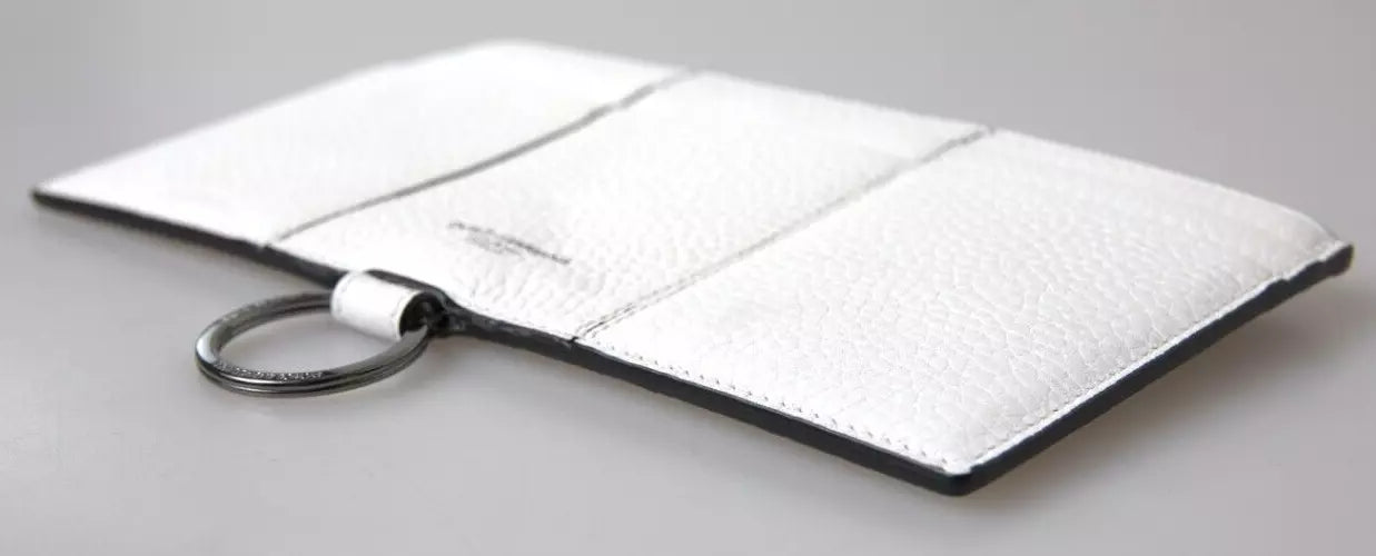 White Calfskin Leather Large Crossbody Card Holder Wallet