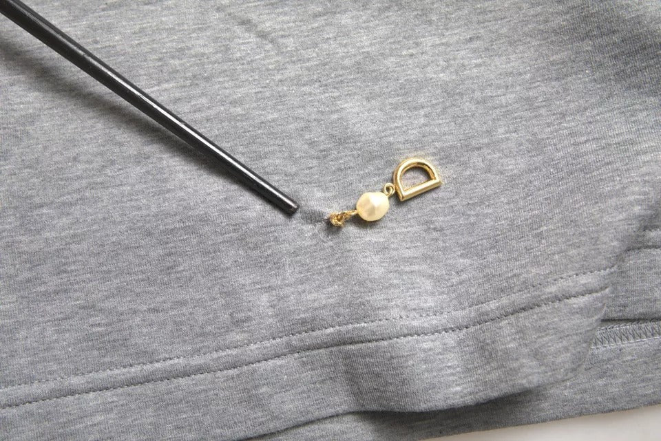 Gray Cotton Embellished Crew Neck T-shirt