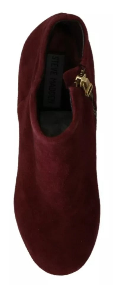 Maroon Blush Velvet Suede Penelope Ankle Boots Shoes