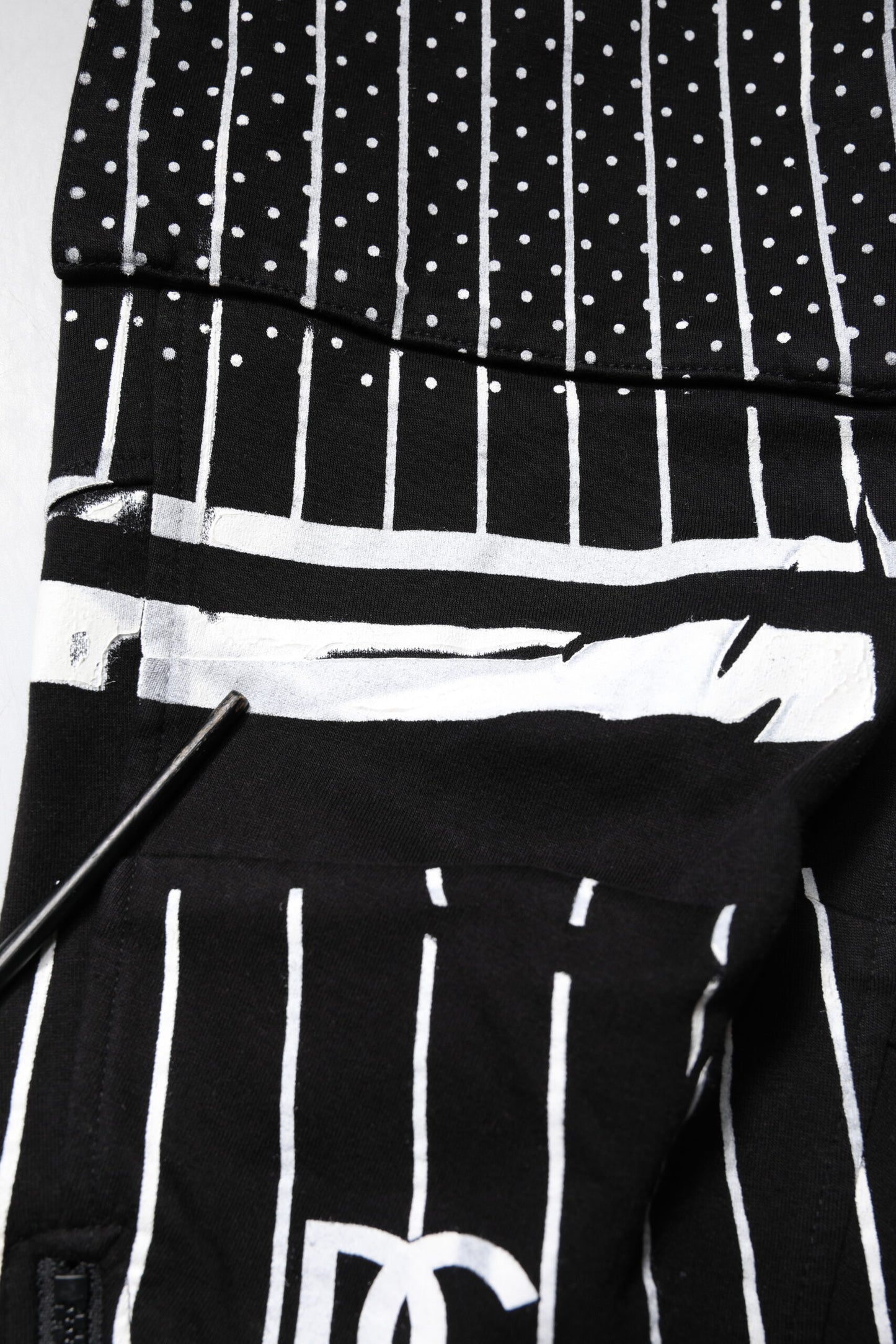 Black Polka Dot Stripes Cargo Jogger Sweatpants Pants