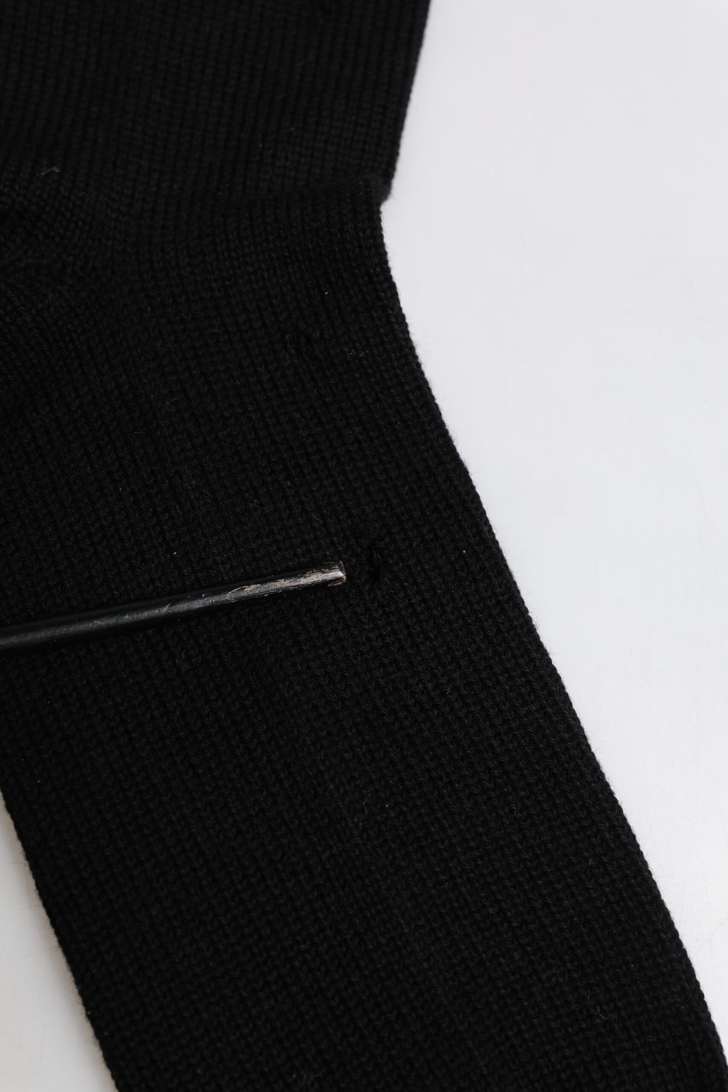 Black Solid Stretch Mid Calf Men Socks