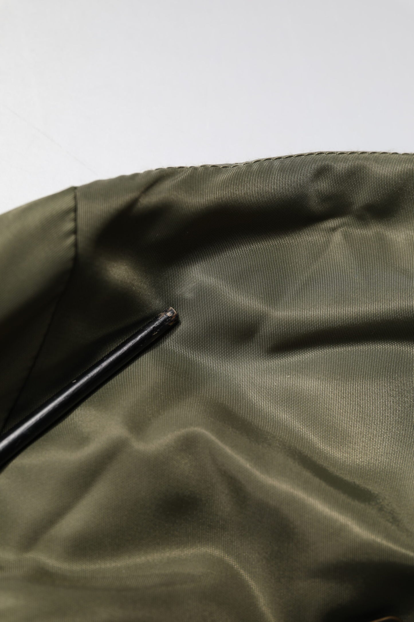 Green Nylon Full Zip Men Bomber Jacket