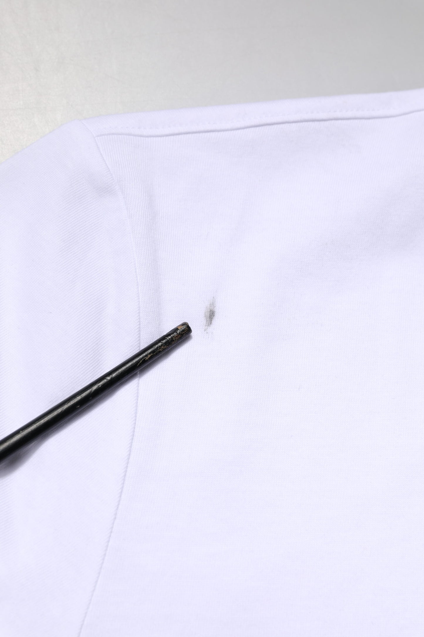 White Logo Embroidery Crew Neck T-shirt