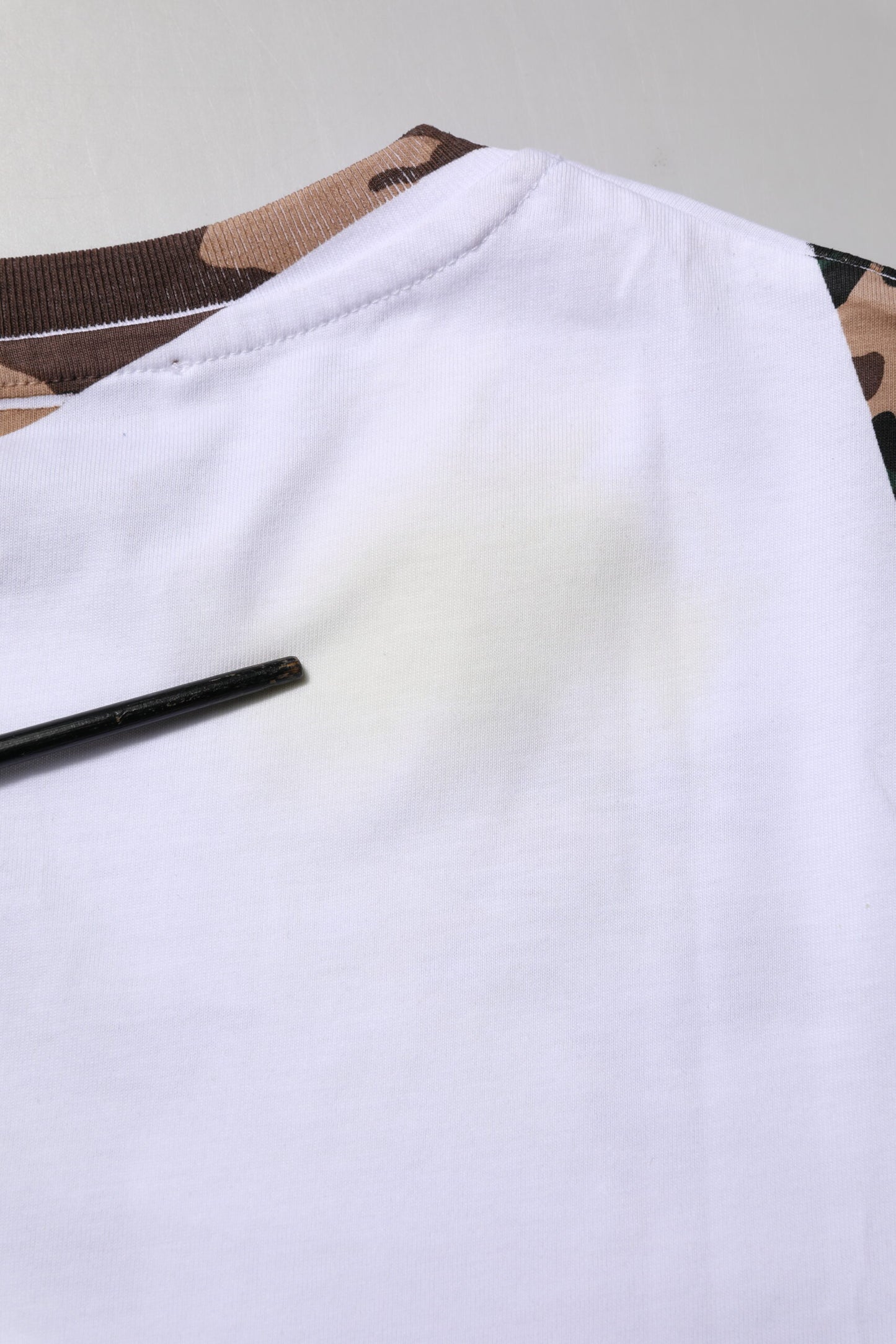 White Camouflage Cotton Men Crew Neck T-shirt