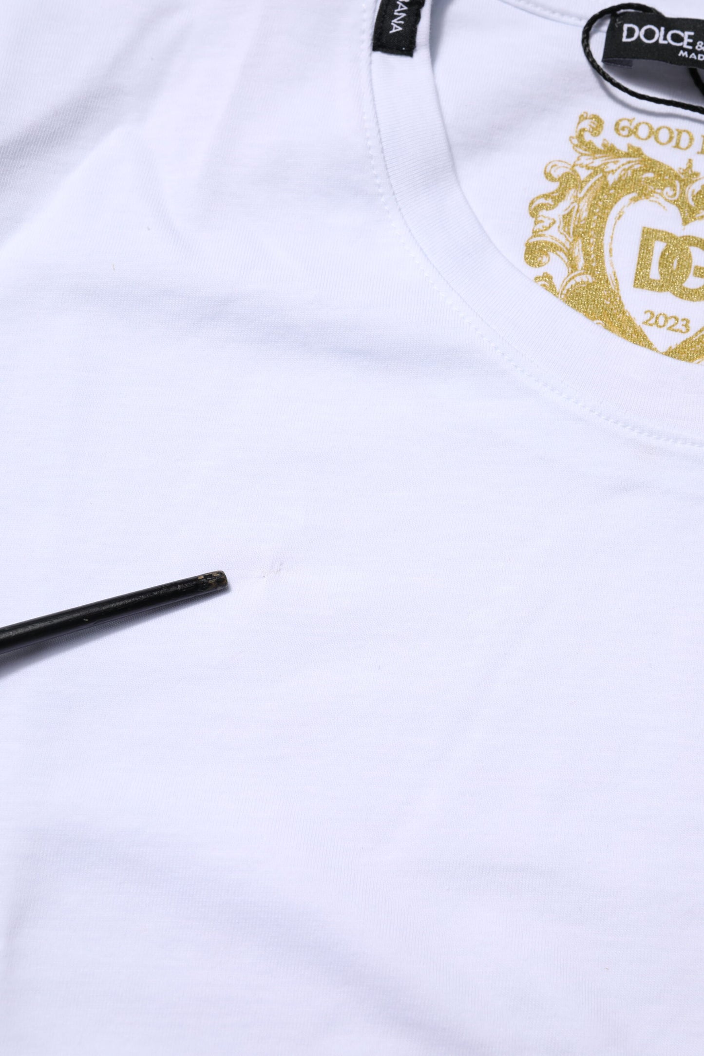 White Cotton Goodluck 2023 Crew Neck T-shirt