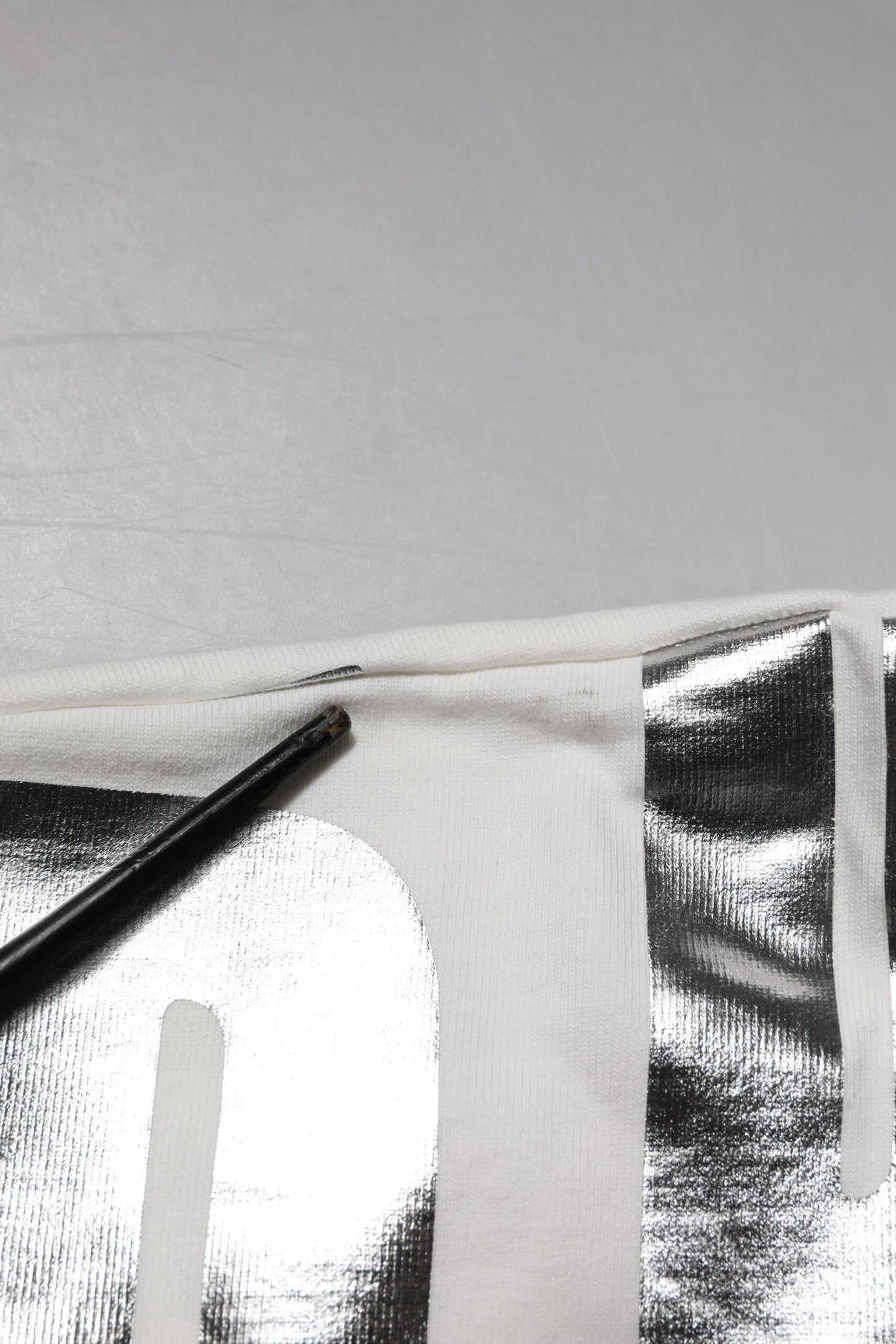 White Metallic Print Cotton CrewNeck T-shirt