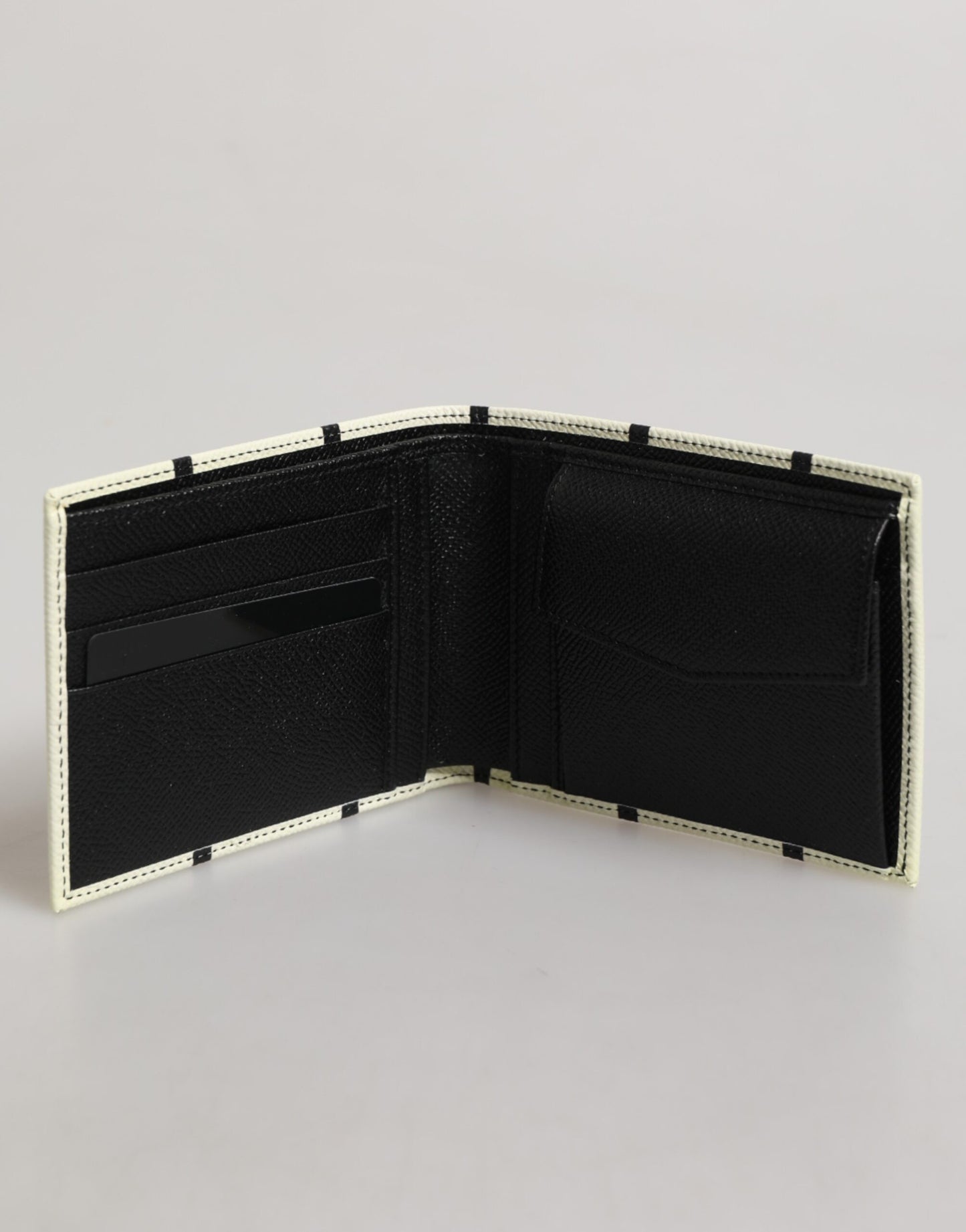 White Leather DG Crown Royals Bifold Card Holder Wallet