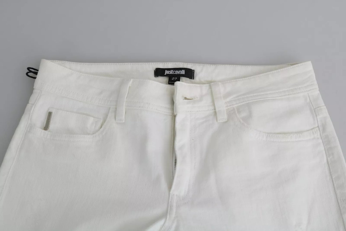 White Cotton Slim Fit Mid Waist Skinny Trouser Jeans