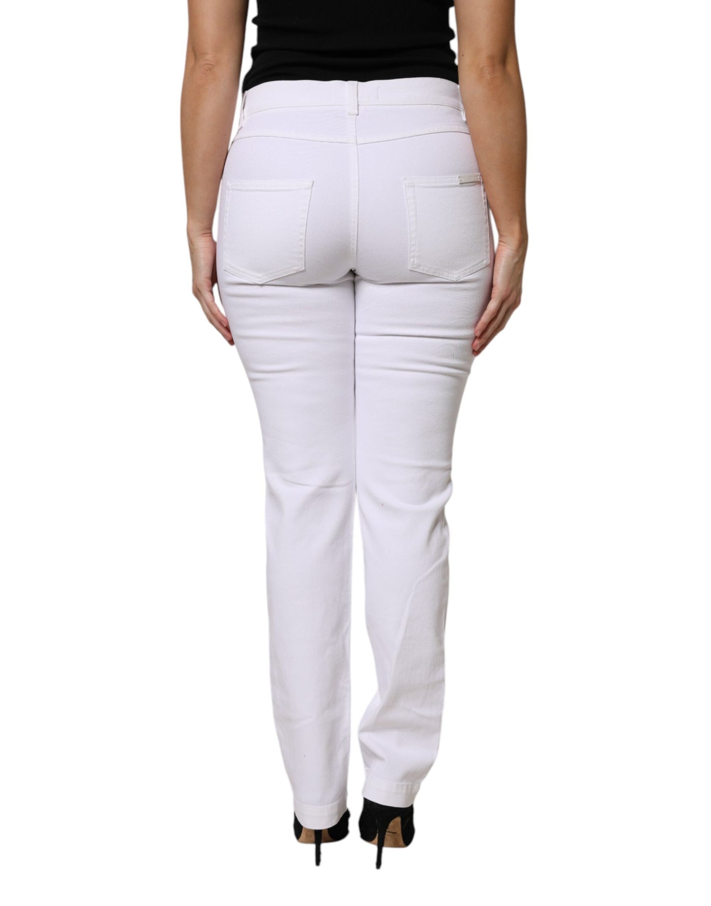 White GIRLY Floral Embroidery Denim Jeans