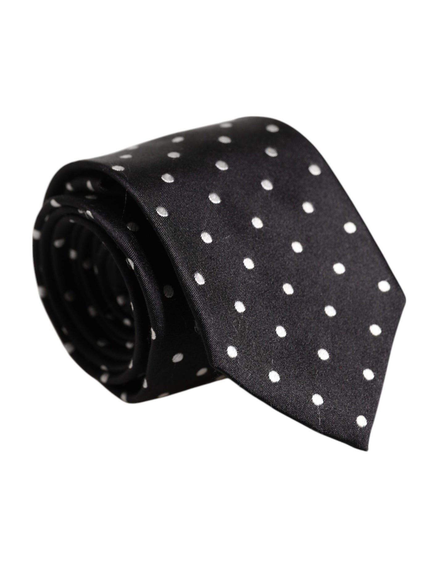 Black Polka Dots Silk Adjustable Necktie Tie