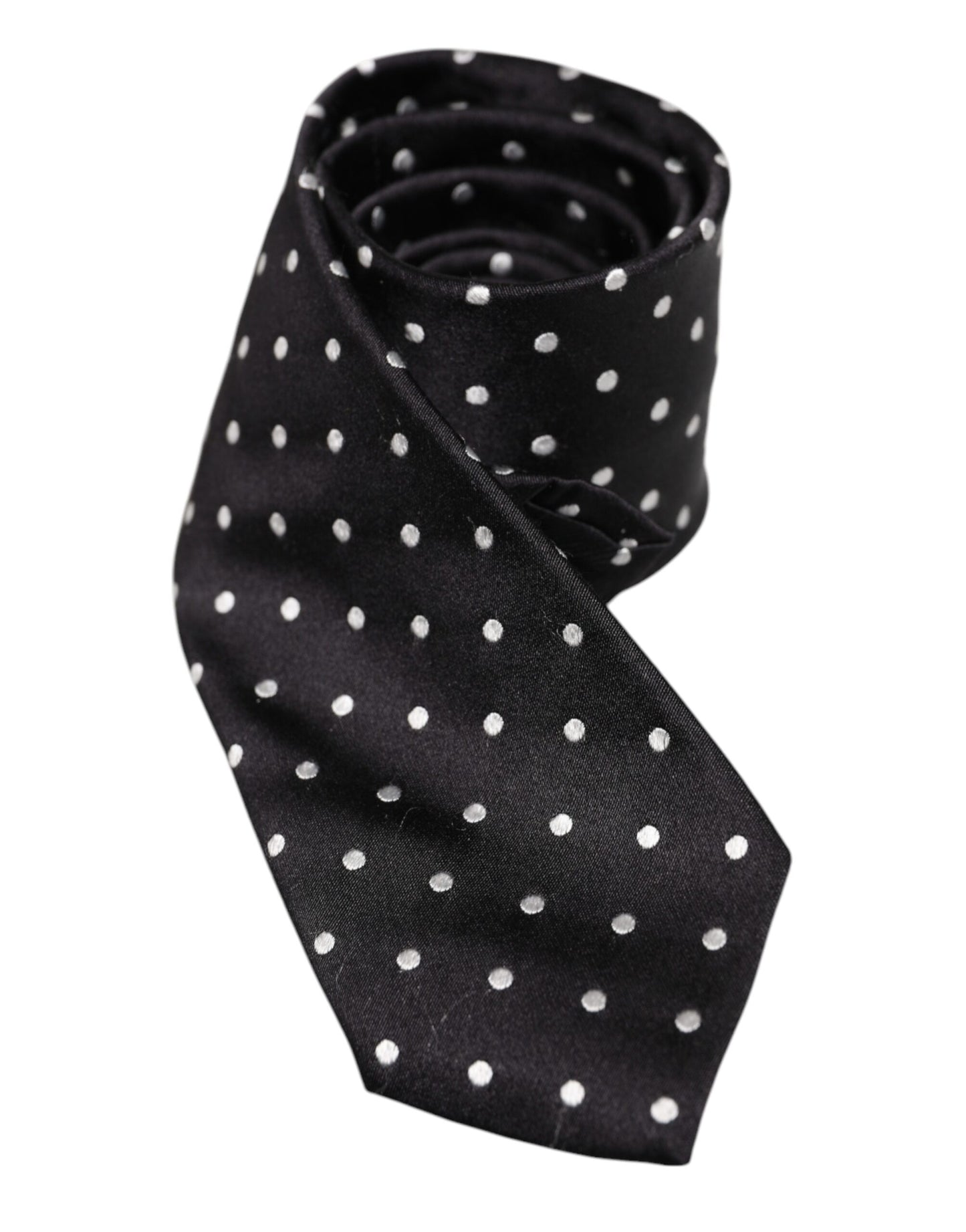 Black Polka Dots Silk Adjustable Necktie Tie