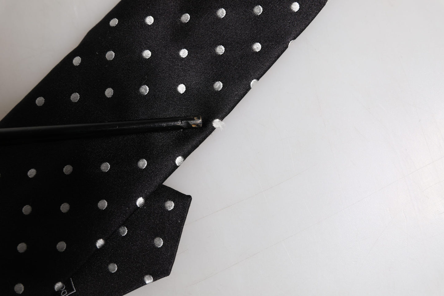Black Polka Dots Silk Adjustable Necktie Tie