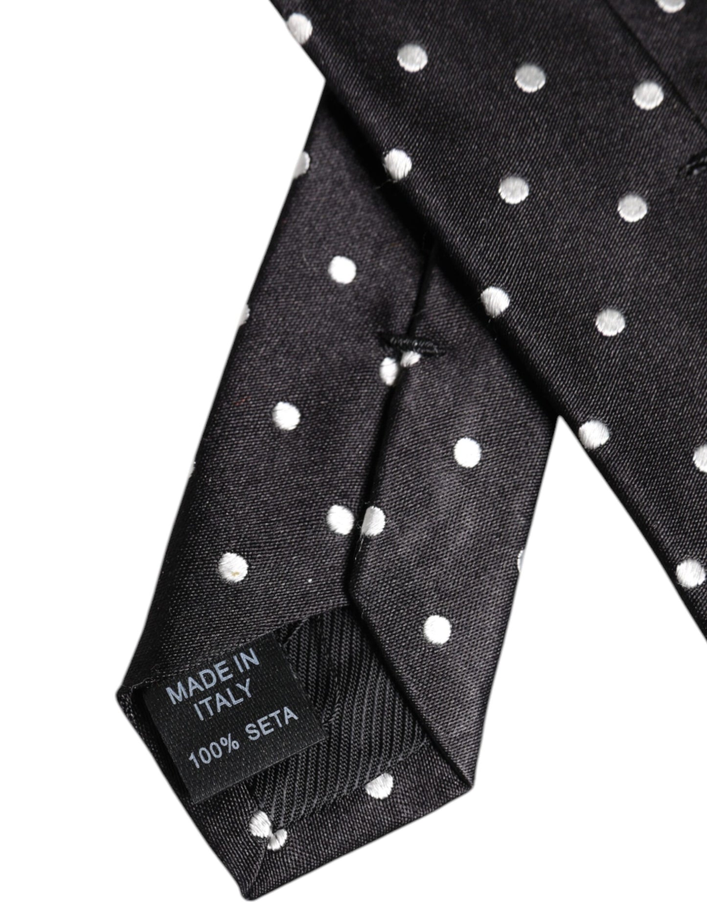 Black Polka Dots Silk Adjustable Necktie Tie