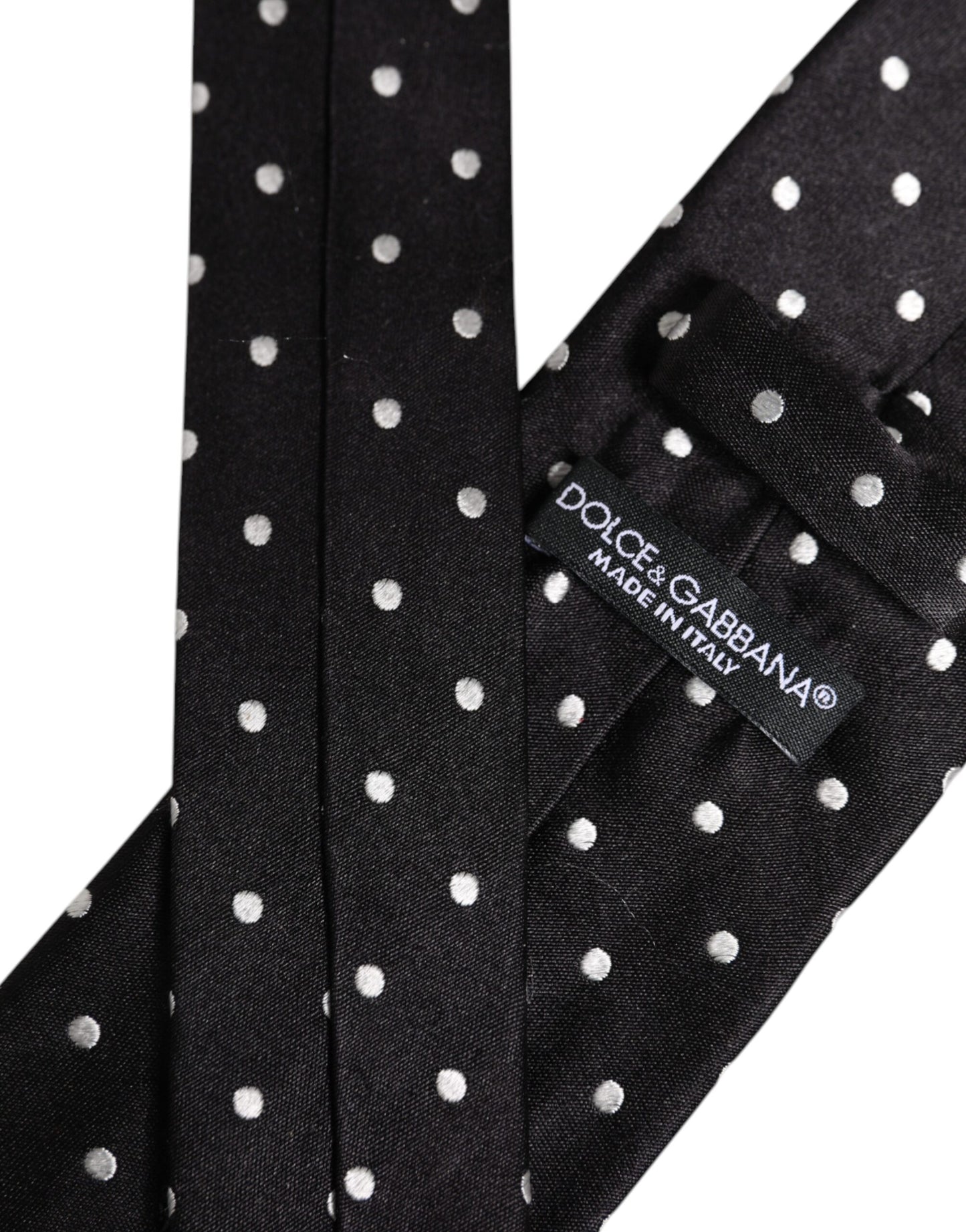 Black Polka Dots Silk Adjustable Necktie Tie