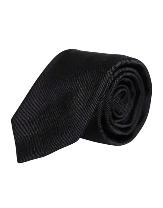 Black Solid Silk Adjustable Necktie Tie