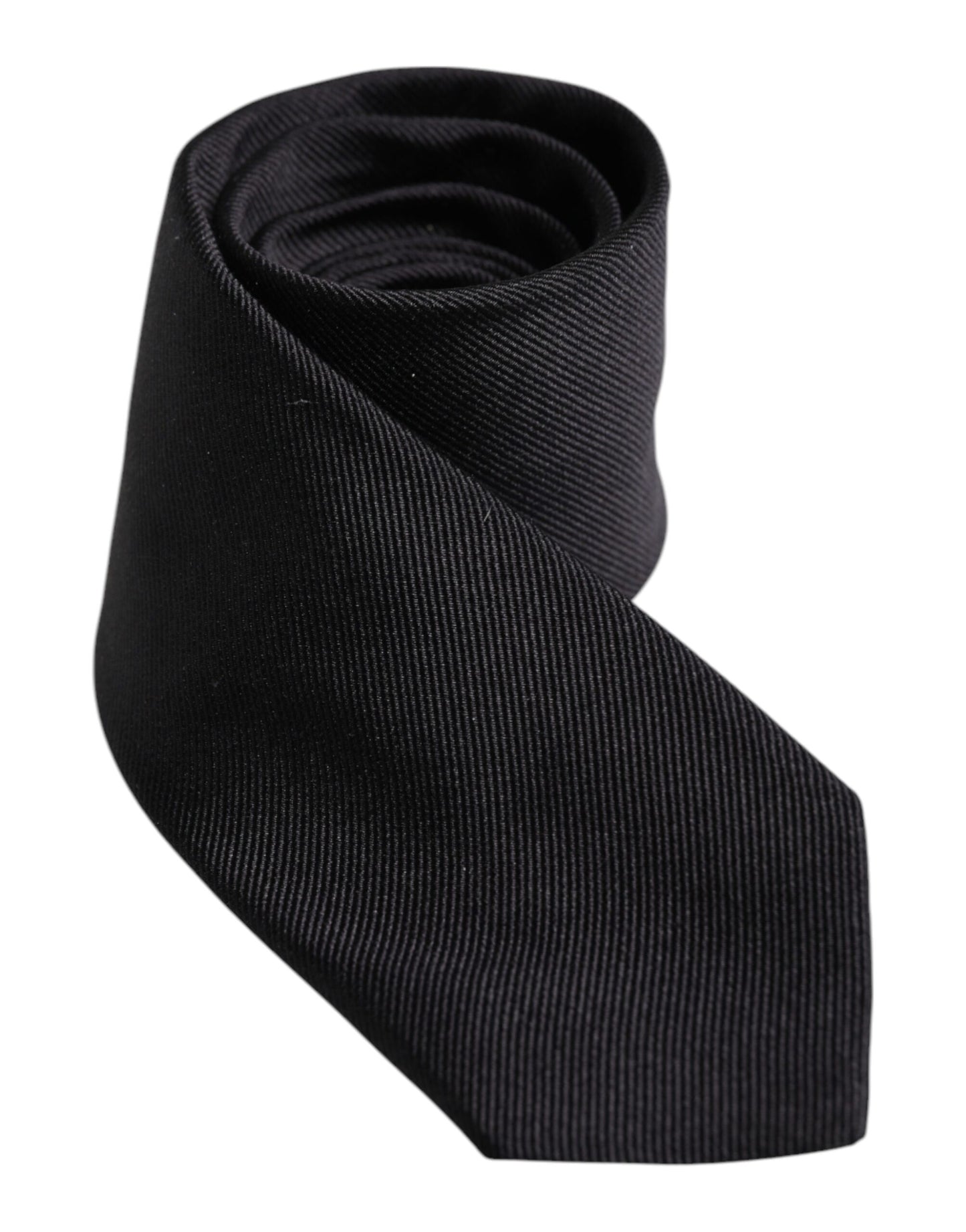 Black Solid Silk Adjustable Necktie Tie