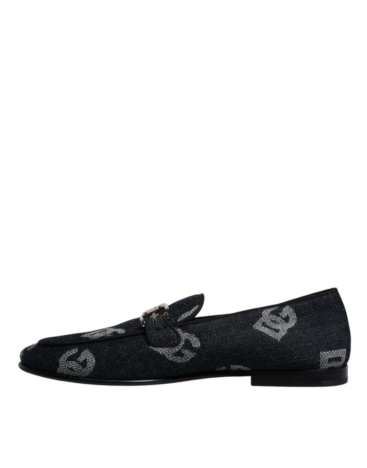 Black Logo Cotton Loafers Formal Dress Shoes