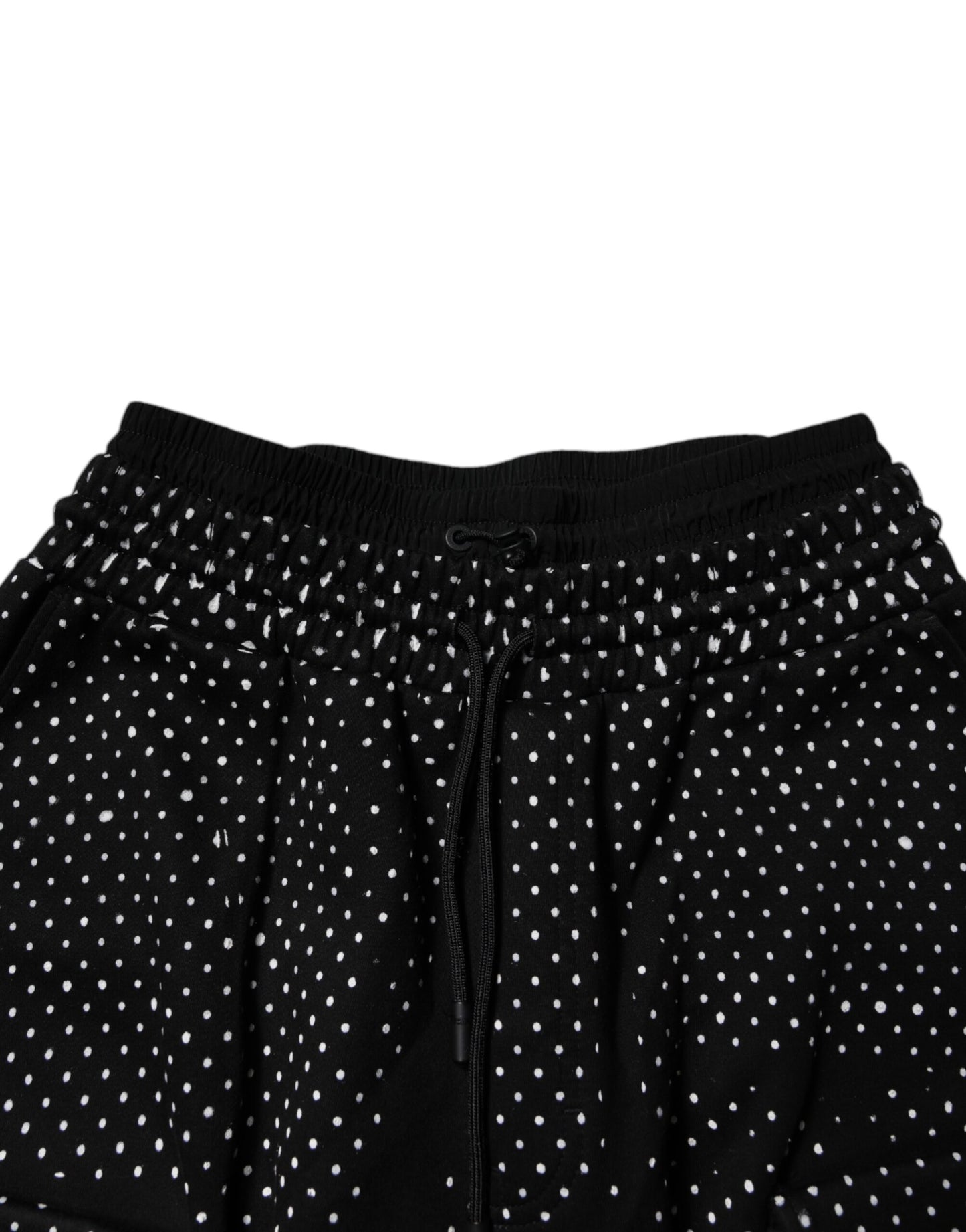 Black Polka Dot Stripes Cargo Jogger Sweatpants Pants