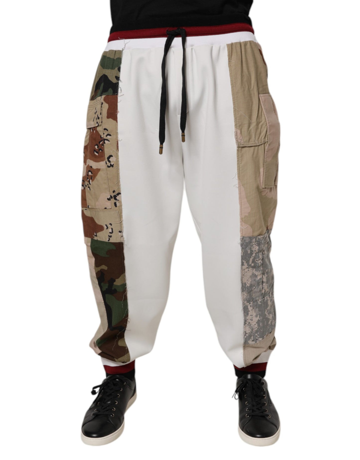 White Camouflage Patchwork Sweatpants Pants