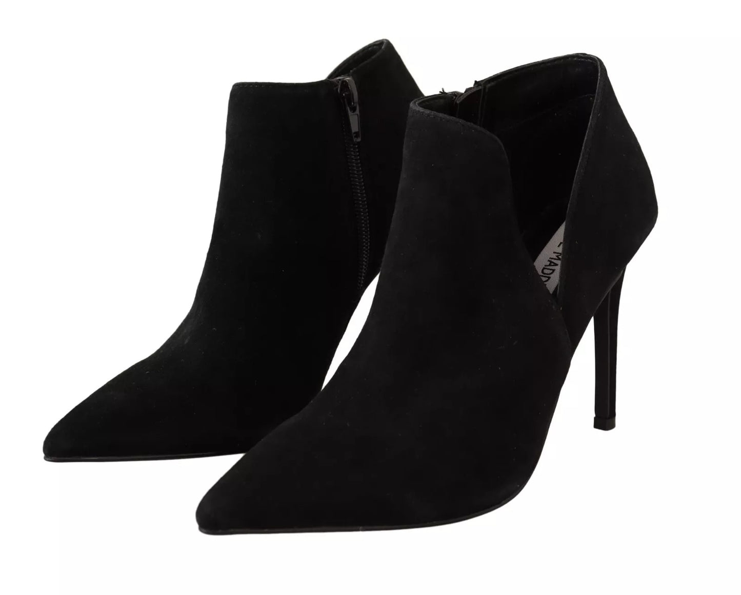 Black Suede Leather Stiletto Heels Boots Shoes