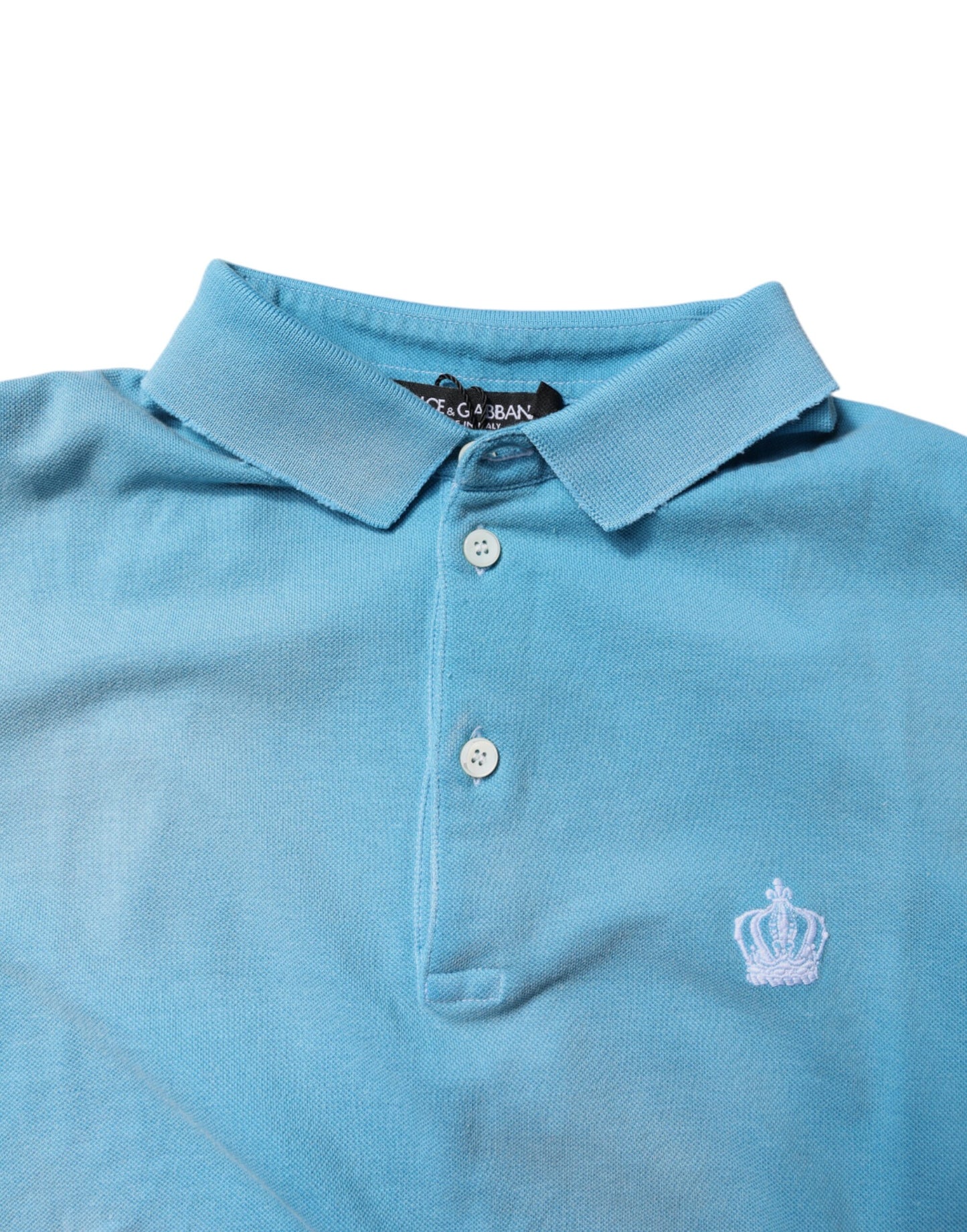Blue Cotton Crown Collared Men Polo T-shirt