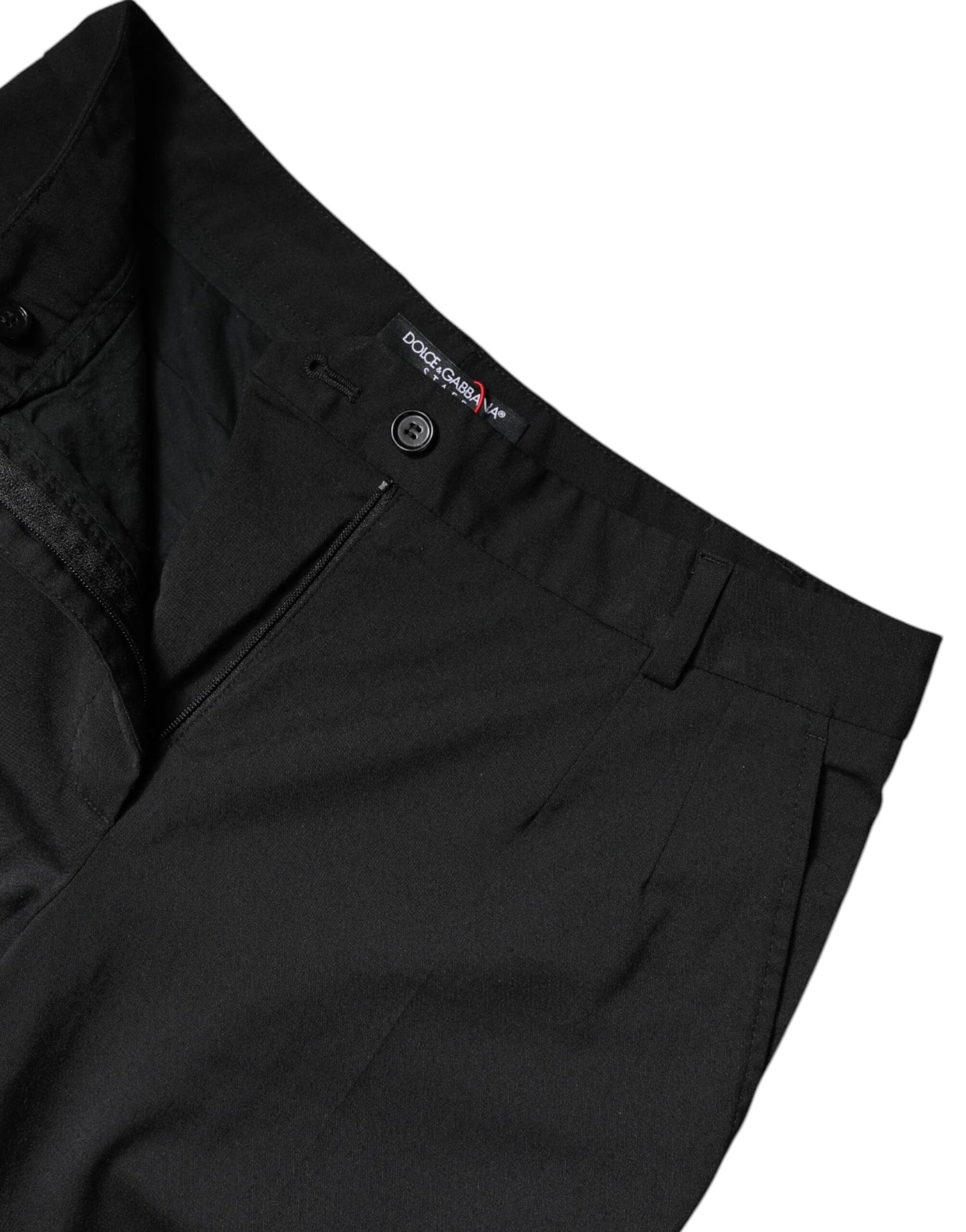 Black Polyester High Waist Slim Pants