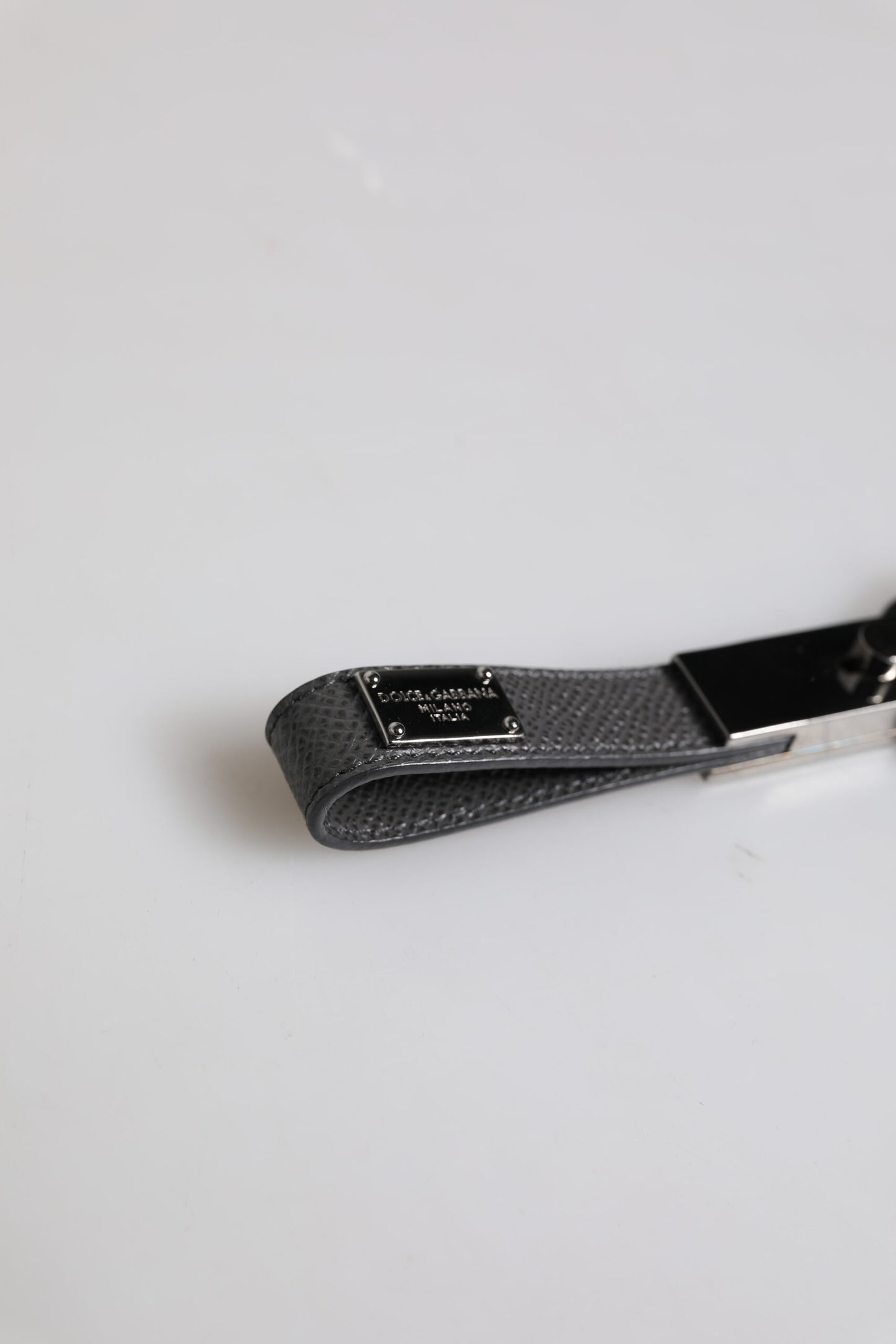 Brown Leather DG Plaque Double Keyring Holder Keychain