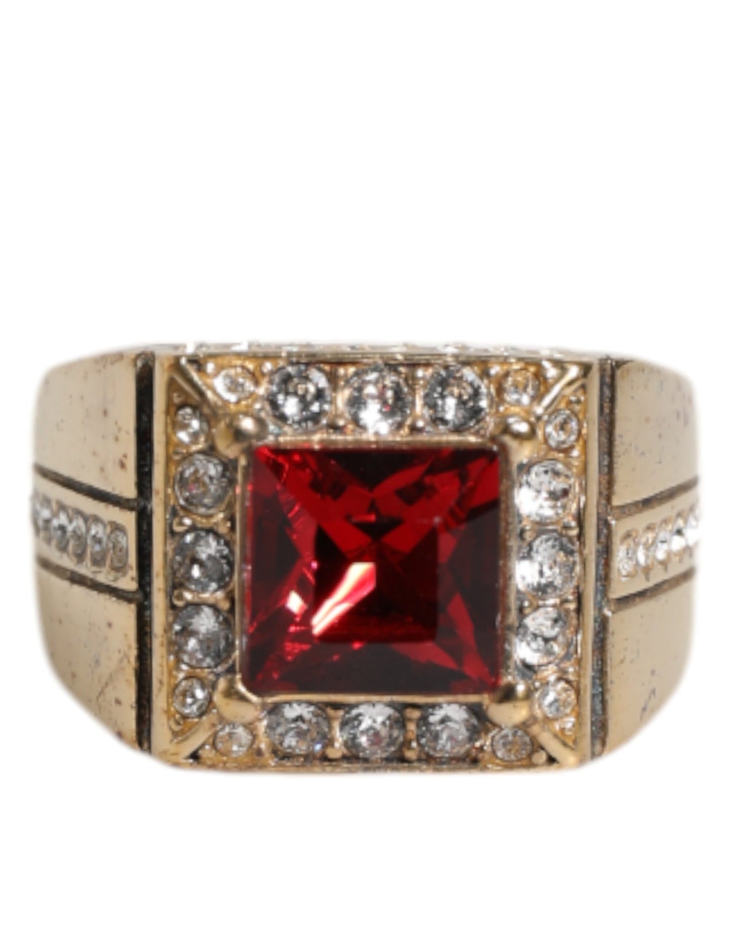 Gold Tone Sterling Silver 925 Crystals Ring