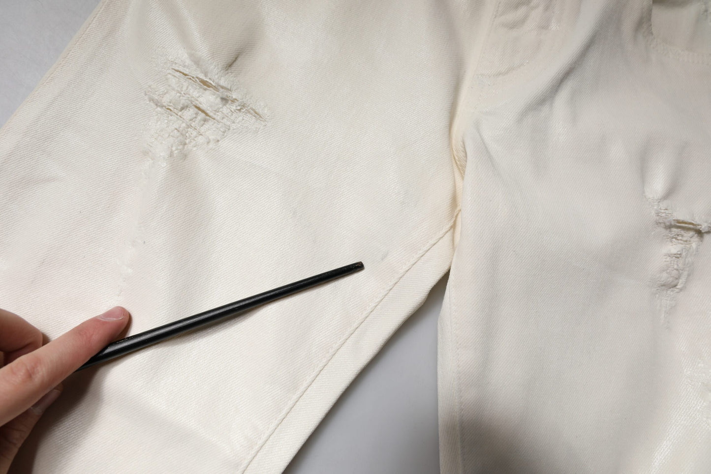 Off White Cotton Stretch Skinny Denim Jeans