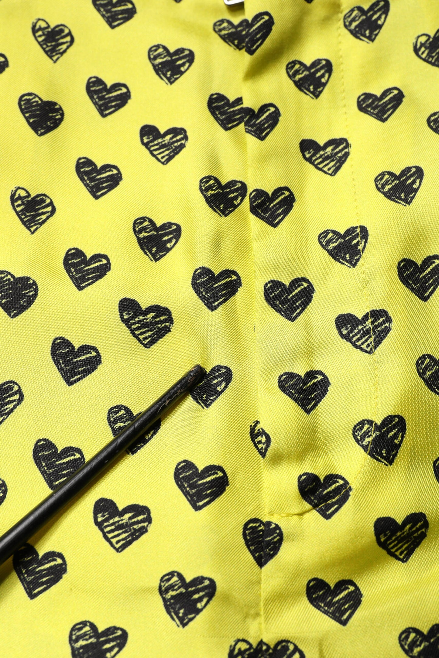 Green Silk Heart Print Bermuda Shorts