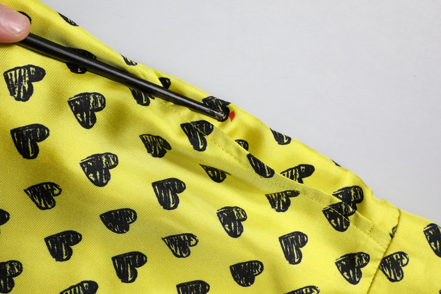 Green Silk Heart Print Bermuda Shorts