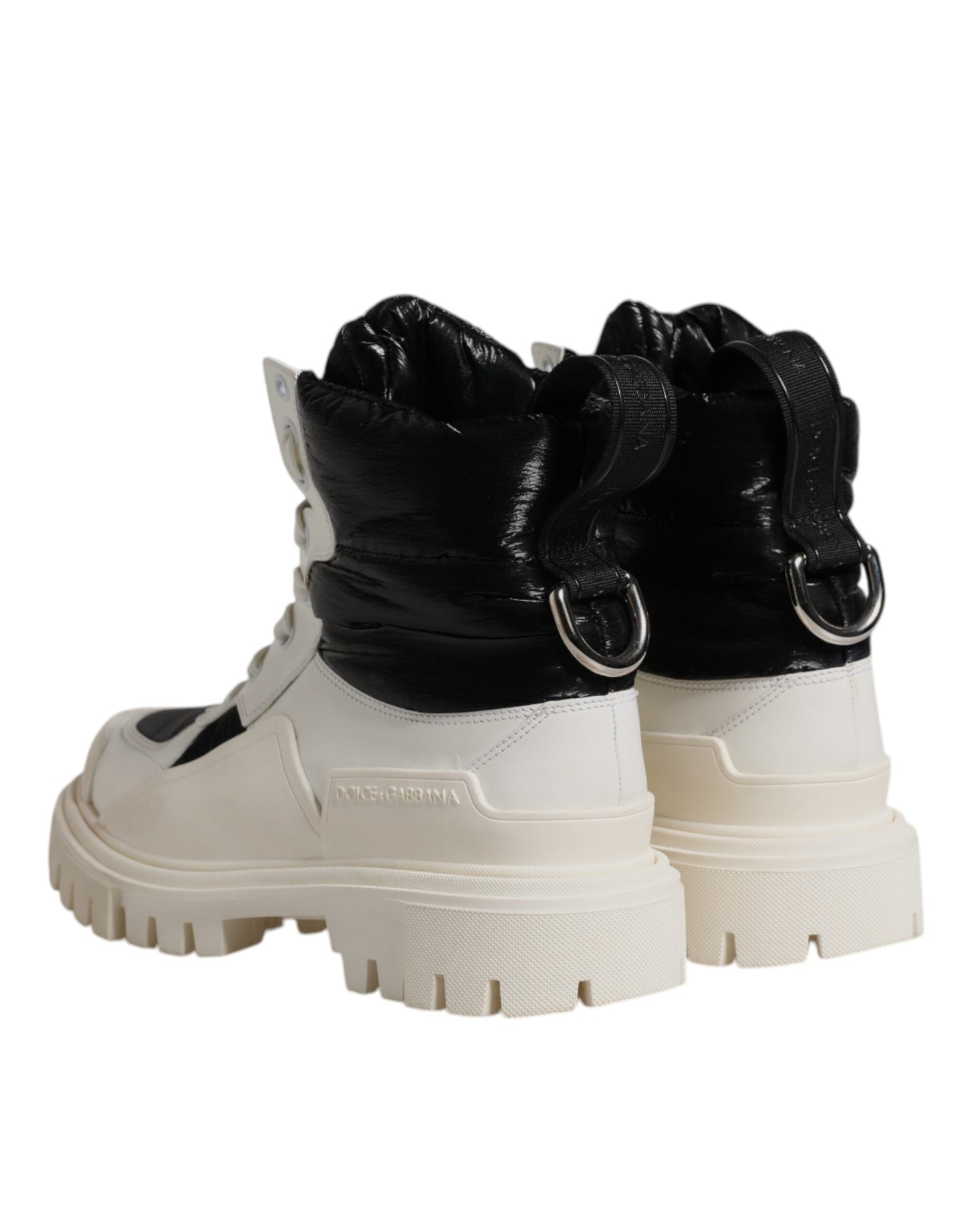 White Padded Mid Calf Lace Up Boots Shoes