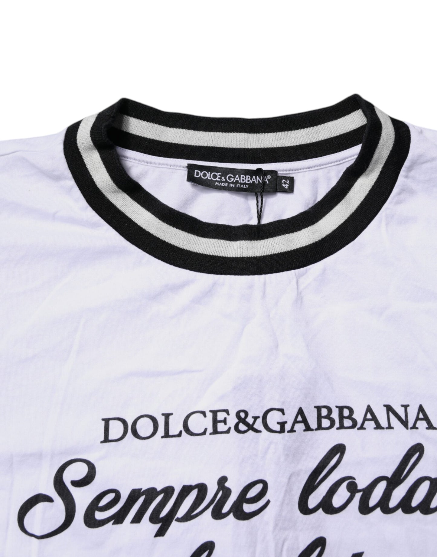 White Cotton DG Fashion Crew Neck Tee T-shirt