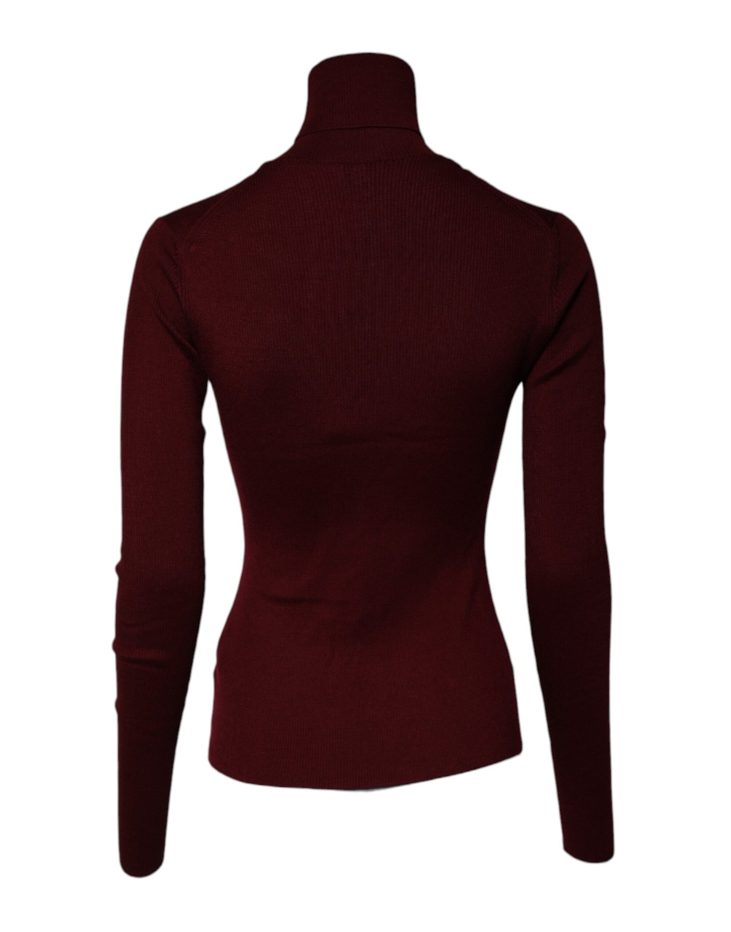 Burgundy Long Sleeves Turtleneck Slim Sweater