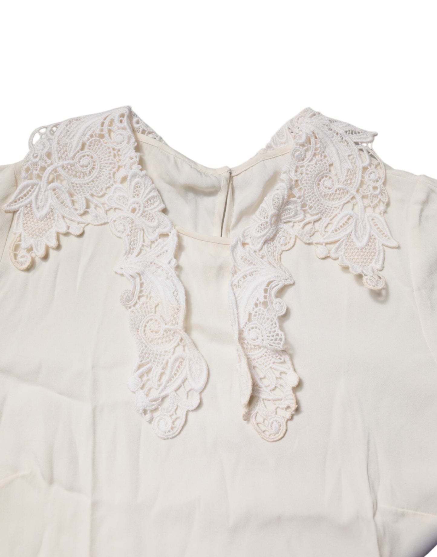 Cream Floral Lace Long Sleeves Blouse Top