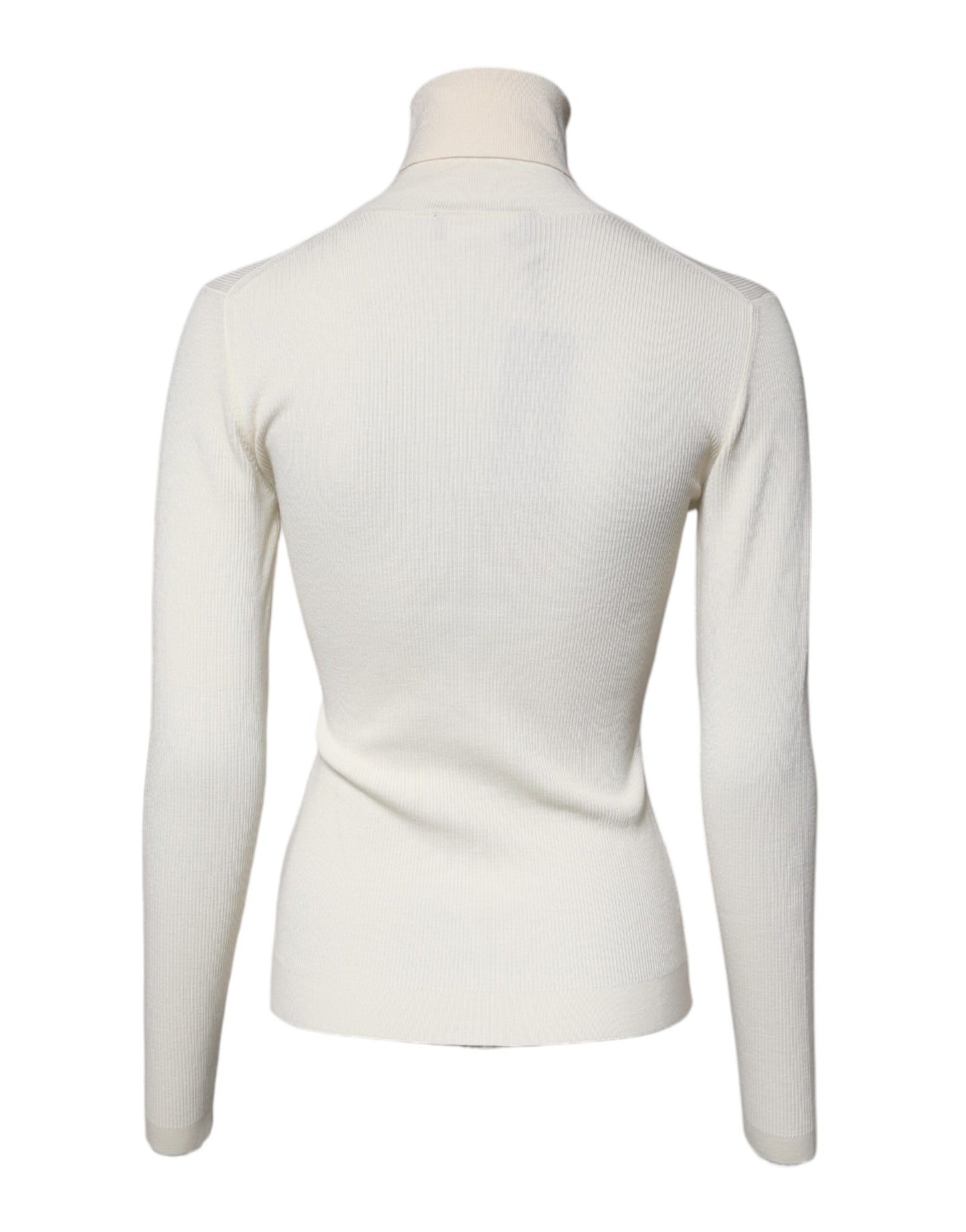 Cream Long Sleeves Turtleneck Slim Sweater