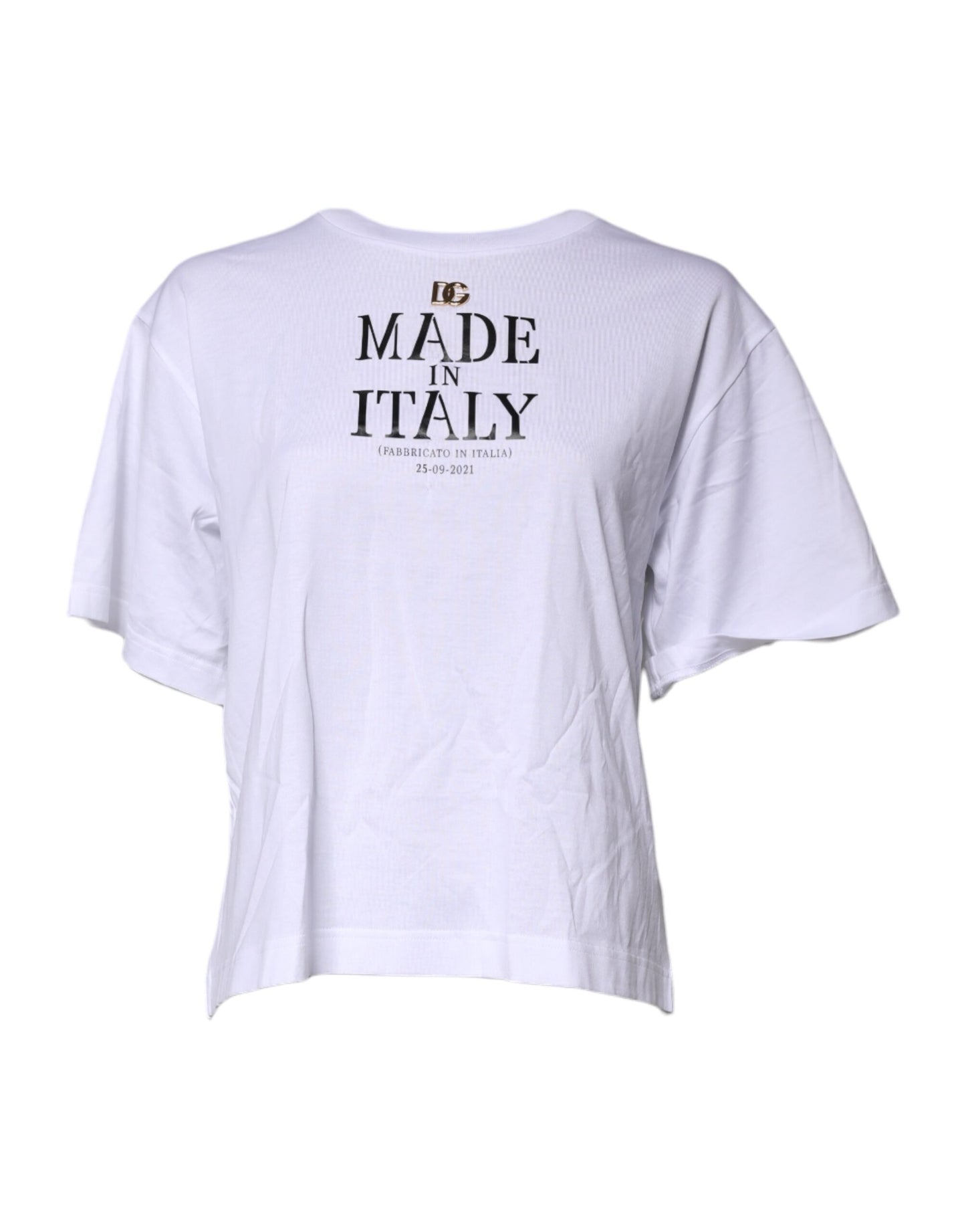 White Printed Round Neck Top Cotton T-shirt