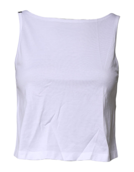 White Cotton Sleeveless Round Neck Tank Top