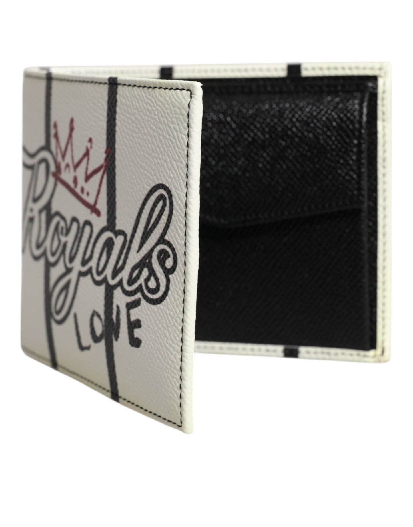 White Leather DG Crown Royals Bifold Card Holder Wallet