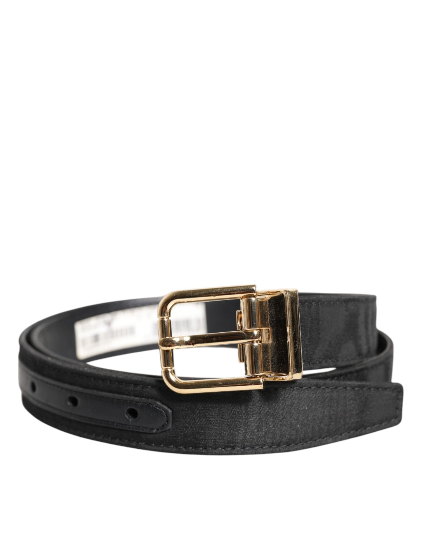 Black Classic Gold Metal Logo Buckle Belt