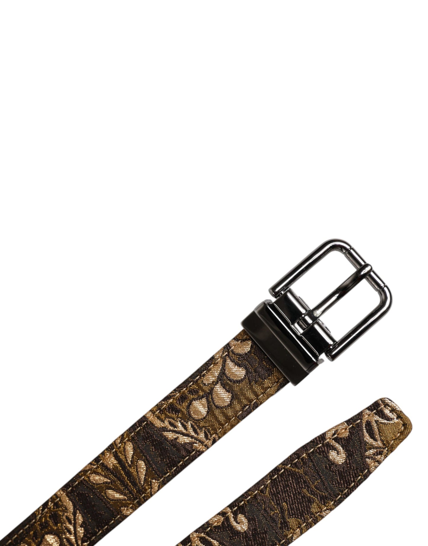 Multicolor Jacquard Leather Logo Buckle Belt