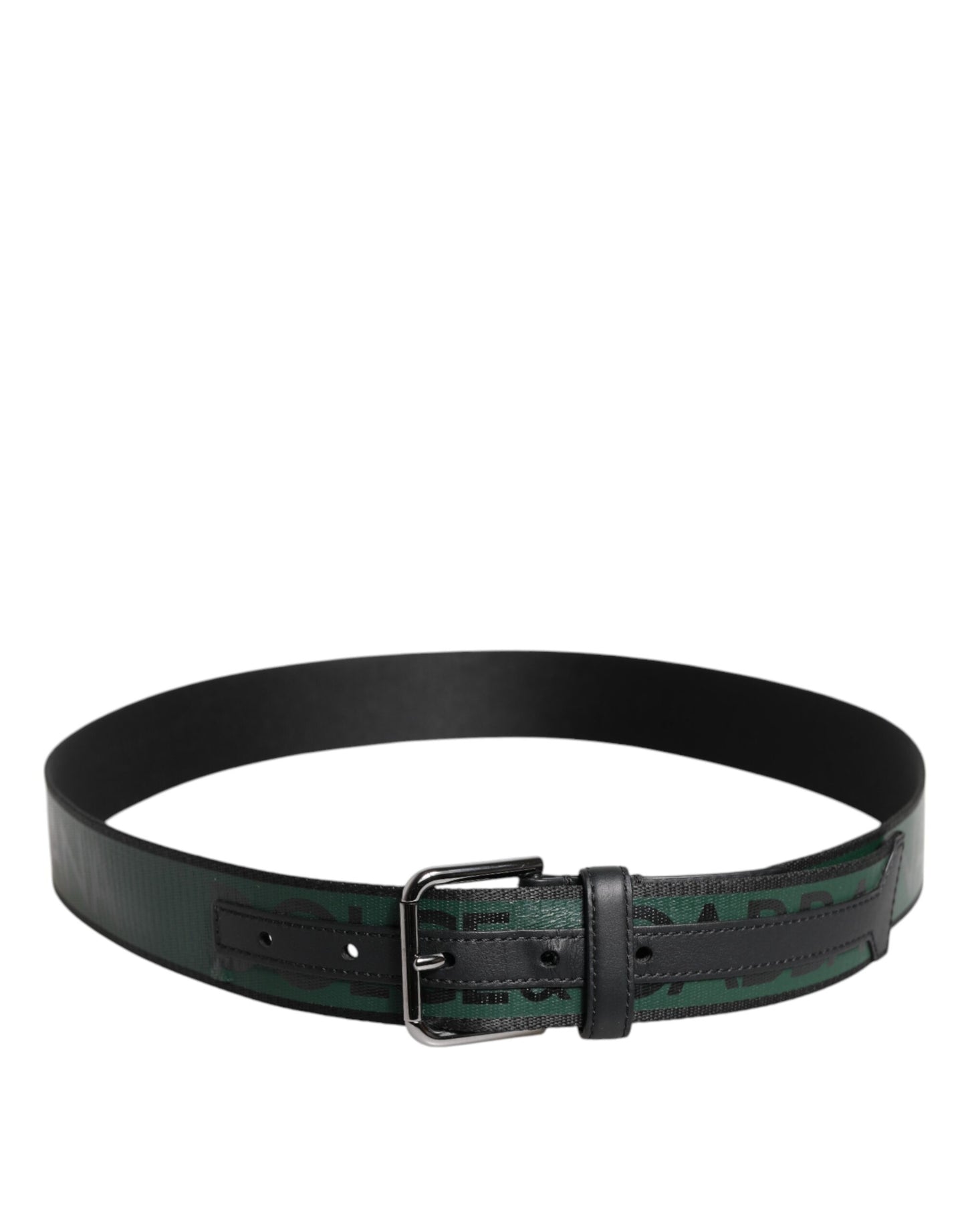 Green Black Classic Metal Logo Buckle Belt