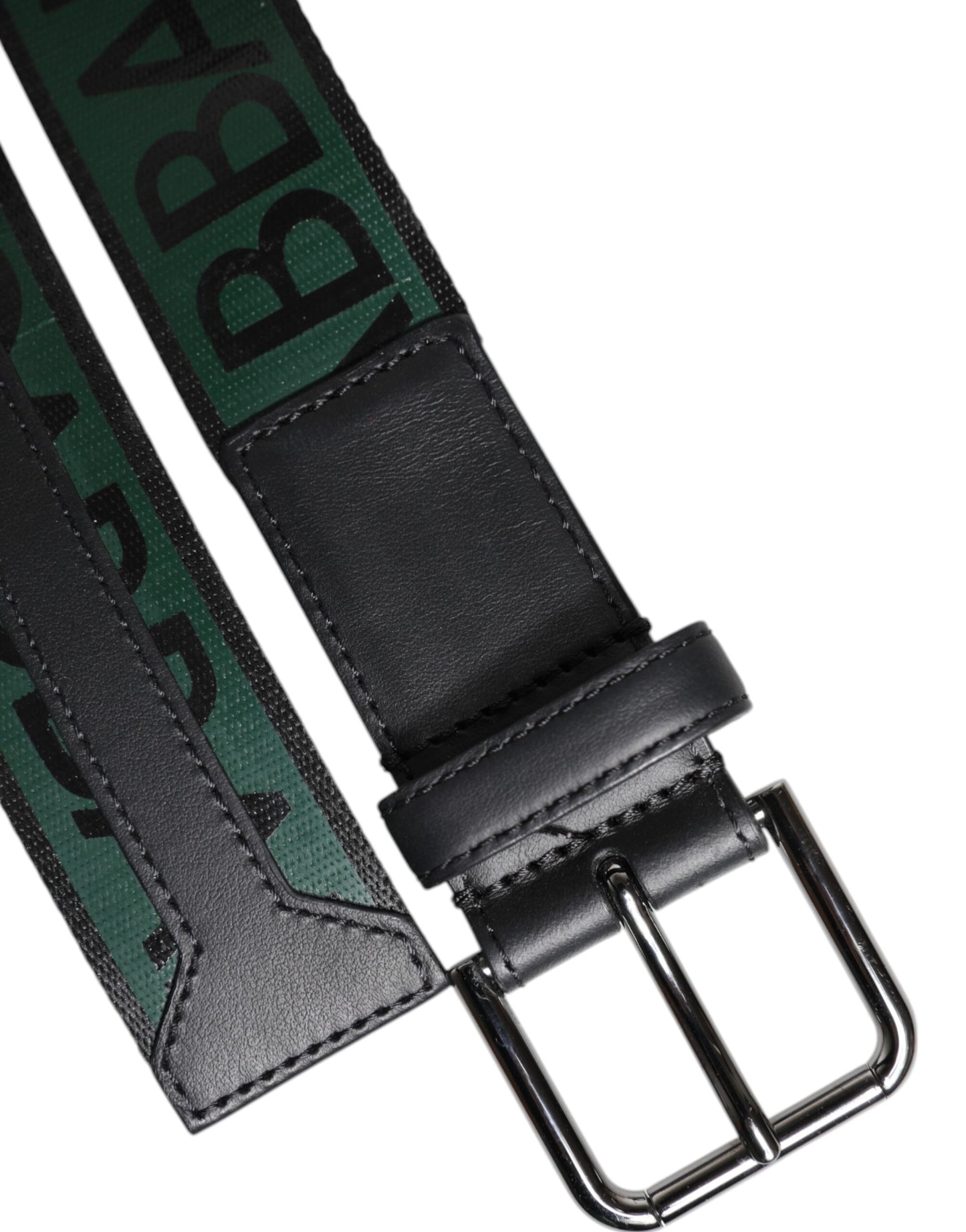 Green Black Classic Metal Logo Buckle Belt
