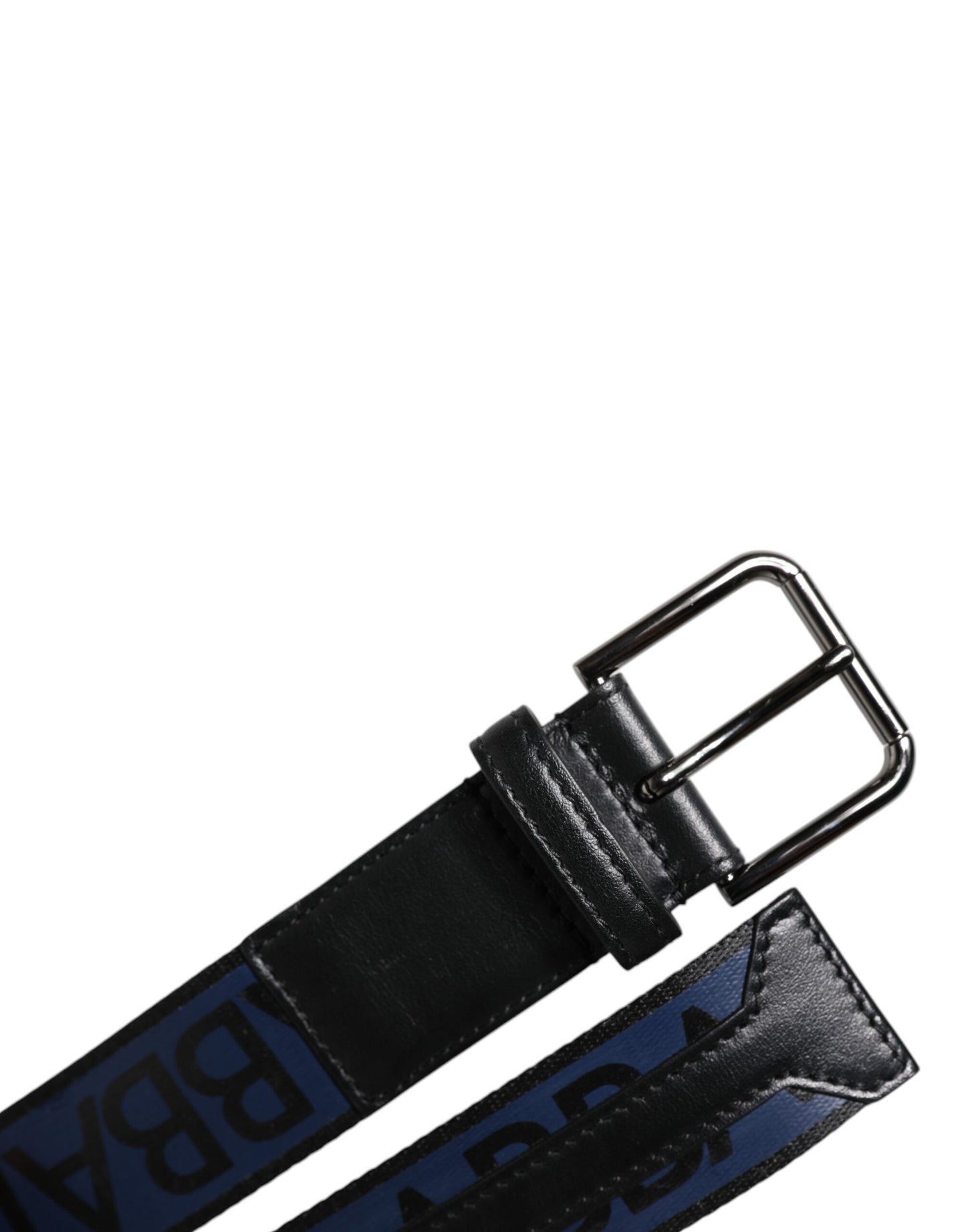 Black Blue Polyester Printed Metal Buckle Belt