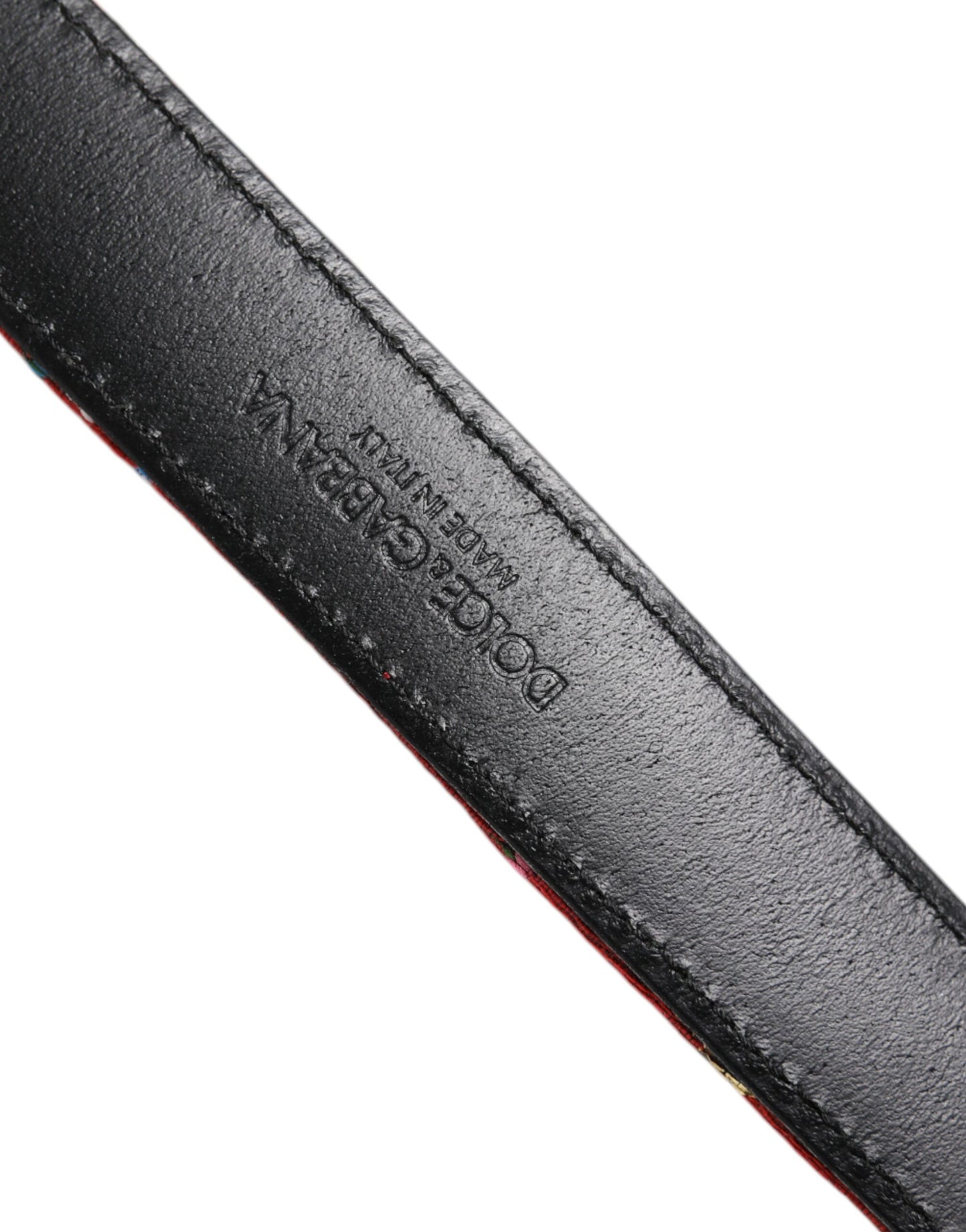 Red Floral DG Embellished Metal Buckle Belt