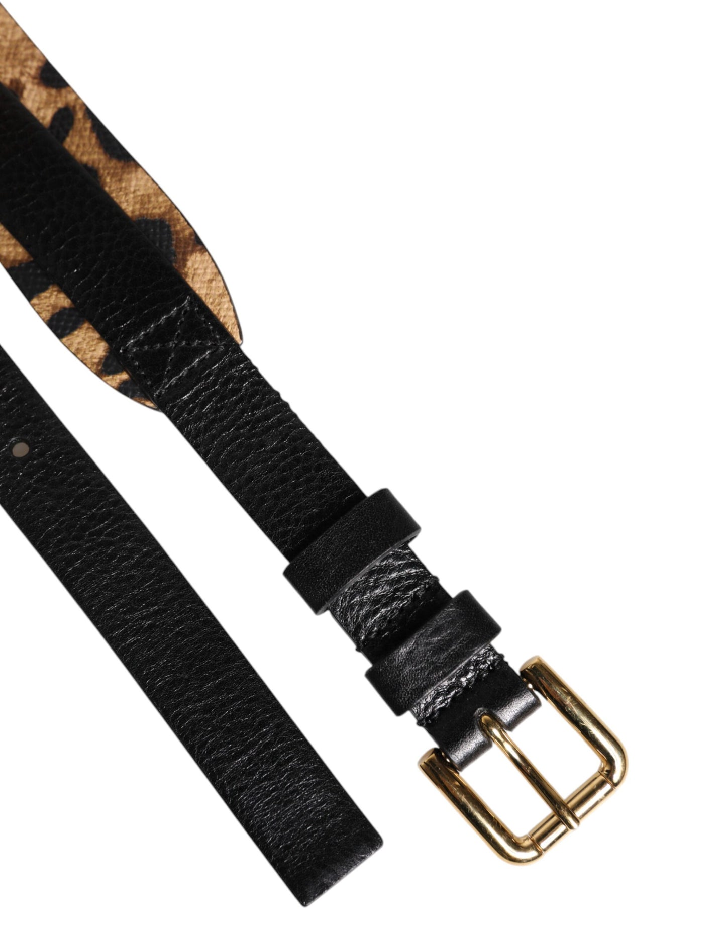 Black Leopard Classic Gold Metal Buckle Belt