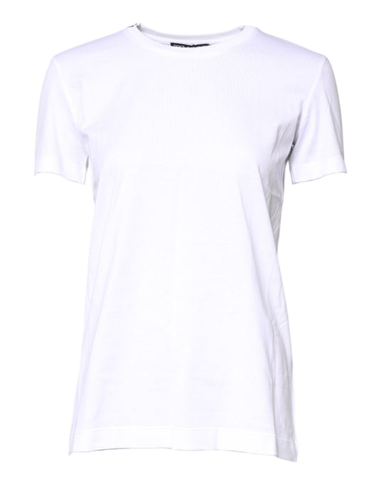 White Cotton Crew Neck Short Sleeves T-shirt