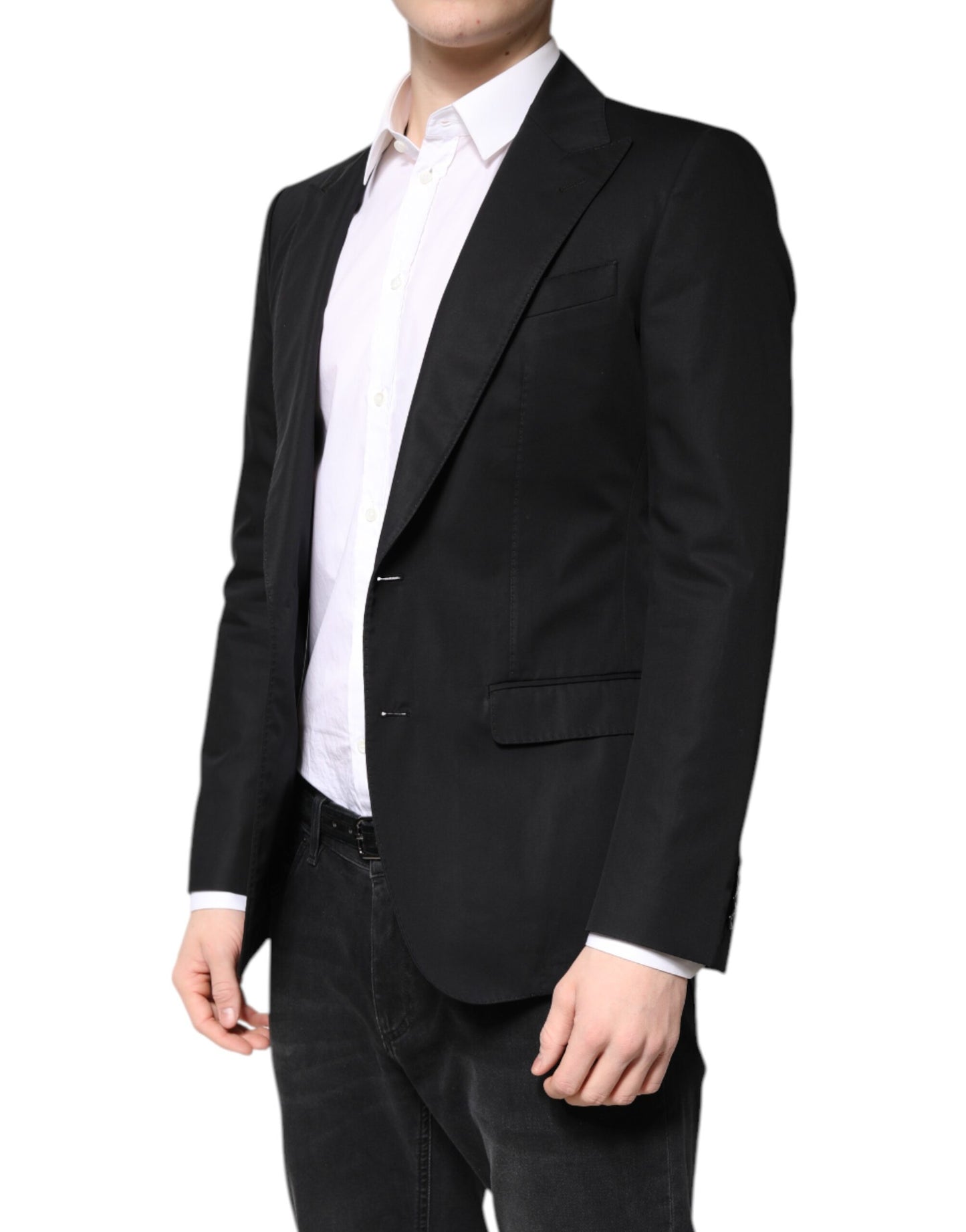 Black Cotton Single Breasted Men Coat Blazer