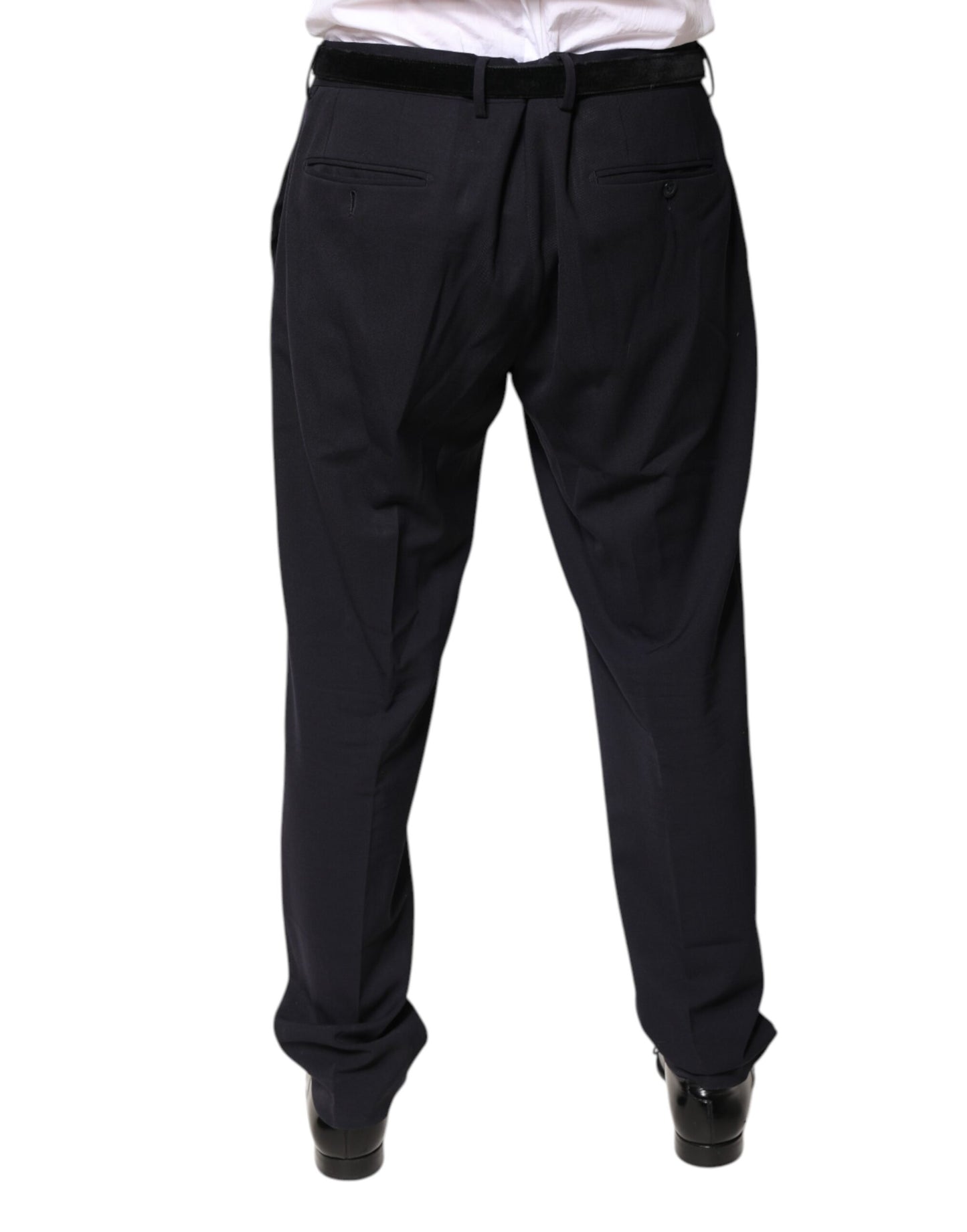 Black Wool Mid Waist Dress Pants