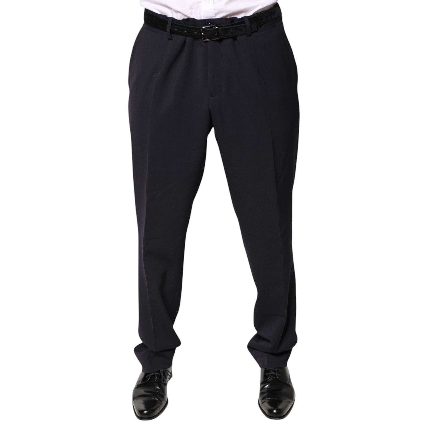 Black Wool Mid Waist Dress Pants